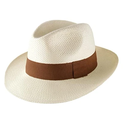 Afbeelding van Classic Italy Panamahoed met stro voor heren of dames, klassiek, stro, groot, Crème bruin, 53