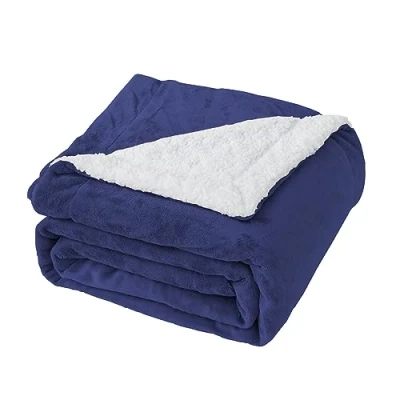 Afbeelding van Good Nite Deken 130 x 150 cm Omkeerbare Sherpa Fleece Pluizige Polyester Zachte en Warme Beddekens voor Thuis Reizen (Navy, Single)