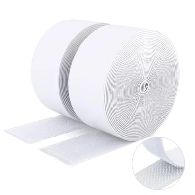Afbeelding van SUTOUG Zelfklevende klittenband, 50 mm x 5 m, duurzame haakband en lusband, extra sterke dubbelzijdige klittenbandsluiting, wandplakstrips voor binnen buiten, wit