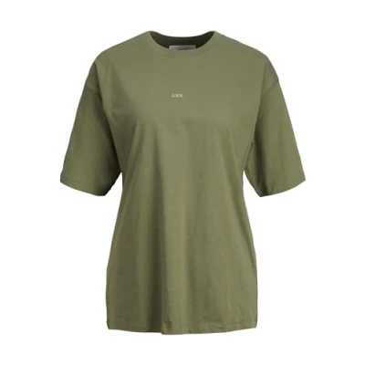 Afbeelding van JACK &amp; JONES Dames Jjxx Jxandrea Ss Loose Every Logo Tee Noos T shirt, Vier leaf clover/print: loden Frost logo, S