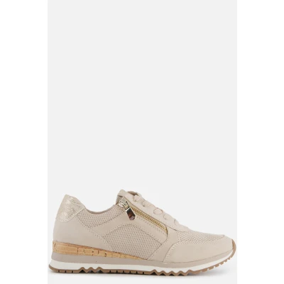 Afbeelding van Marco Tozzi Sneakers laag dune, Dames, Maat: 37, Dune Imitatieleer/ textiel