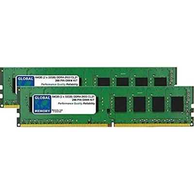 Afbeelding van 64GB (2 x 32GB) DDR4 2933MHz PC4 23400 288 PIN DIMM GEHEUGEN RAM KIT VOOR PC DESKTOPS/MOEDERBORDEN