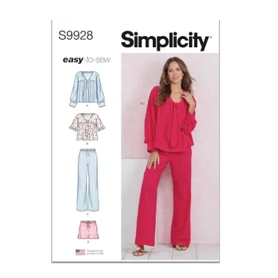 Afbeelding van SIMPLICITY Naaipatroon SS9928A Misses&#039; Lounge Tops, broeken en shorts A (XS S M L XL XXL)