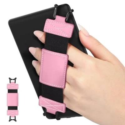 Afbeelding van MoKo Universele armband voor e readers van 6 tot 8 inch, zachte handband, lichte houder met elastische band, handvat tablets hoge elasticiteit, roze