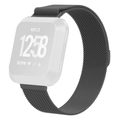 Afbeelding van Fitbit Versa 1 / 2 &amp; Lite milanese bandje Maat: Small Donkergrijs