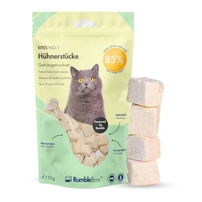 Afbeelding van RumbleBox 100% stukjes kip, gevriesdroogde kattensnacks, 50 g