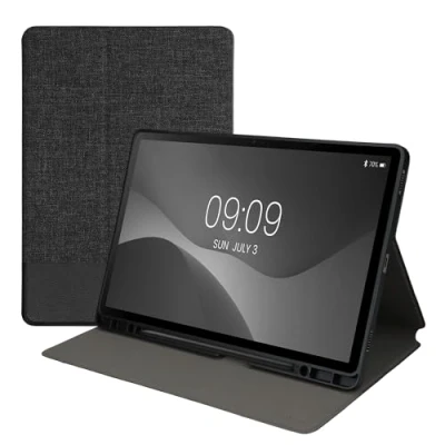 Afbeelding van kwmobile hoes geschikt voor Samsung Galaxy Tab S9 + / FE Plus Slanke tablethoes met standaard Tablet cover in antraciet zwart