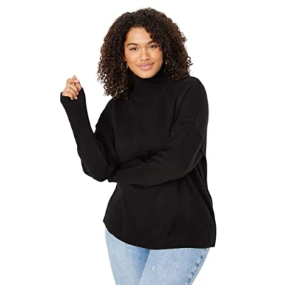 Afbeelding van Trendyol Vrouwen Lage mouw Basis Zwarte coltrui off shoulder gebreide trui