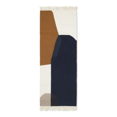 Afbeelding van Ferm LIVING Kelim Merge Runner vloerkleed 180 x 70 cm Donkerblauw