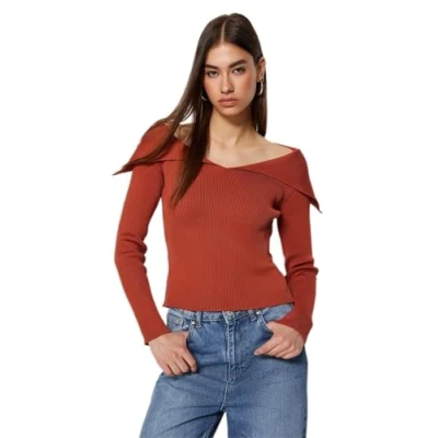 Afbeelding van Trendyol Steen Carmen Kraag Gebreide Trui Twoaw22Kz0993