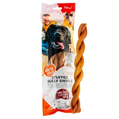 Afbeelding van Duvoplus Hondensnack Hond Chew! Gevulde Bully Swirls 25,4cm 2pcs 214g Bruin 2st