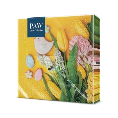 Afbeelding van PAW Papieren Servetten 3 laags (33 x 33 cm) 20 Stuks Perfect voor Pasen, Feesten, Lente en Vieringen Tafeldecoratie Paasfeest Kleurrijke Zoete