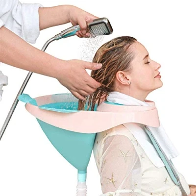 Afbeelding van Draagbare Haar Shampoo Wastafel Mobiel Bed Bad Waskom met Afvoerbuis voor Ouderen, Gehandicapten, Bedridden en Gehandicapten