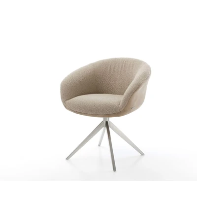 Afbeelding van DELIFE Draaistoel Vinka Flex met armleuning materiaalmix mud kruisframe breed roestvrij staal 360 draaibaar rocker functie pocketveer kern