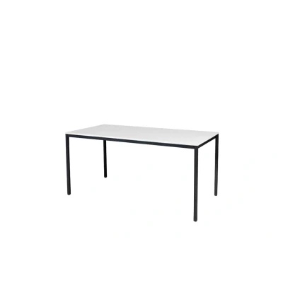 Afbeelding van Domino Basic bureautafel, vaste hoogte met 160x80cm krijtwit 25mm blad en zwart (RAL9005) 4 poot frame