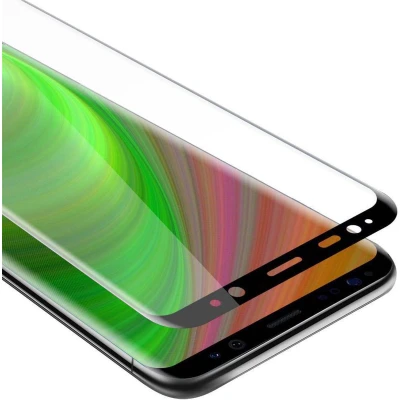 Afbeelding van Cadorabo Screenprotector geschikt voor Samsung Galaxy S9 Volledig scherm pantserfolie Beschermfolie in TRANSPARANT met ZWART Gehard (Tempered) display beschermglas 9H hardheid 3D Touch