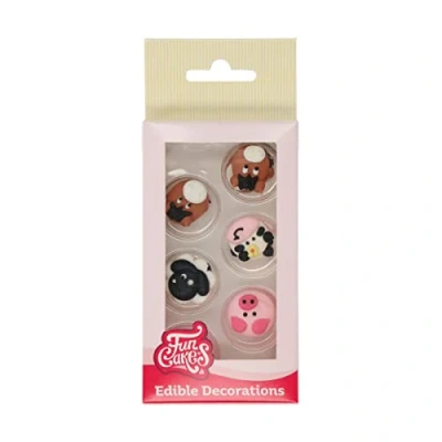 Afbeelding van Funcakes suikerdecoratie boerderij dieren 12 stuks