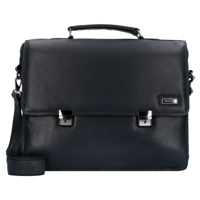 Afbeelding van Greenland Nature Zwarte Nappa aktetas Leer 40 cm Laptopcompartiment