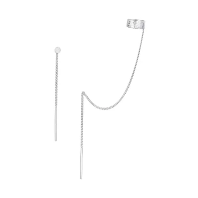 Afbeelding van Elli Assymetric CUFF Oorbellen, Dames, Maat: One Size, Silber