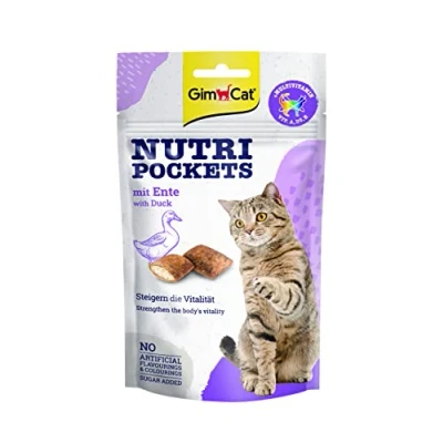Afbeelding van Gimcat Nutri Pockets Kattensnack Eend 60 g