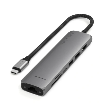 Afbeelding van Satechi 7 in 1 USB C Slim Multiport Adapter with Ethernet Space Grey