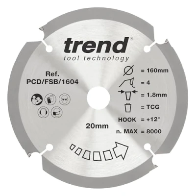 Afbeelding van Trend Vezelplaatzaagblad PCD, 235 mm diameter x 6 tanden 30 asgat, polykristallijne diamantpunt, PCD/FSB/2356
