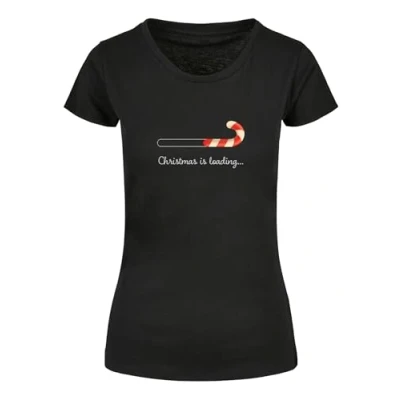 Afbeelding van Merchcode Christmas Loading Basic Tshirt print, Dames, Maat: 3XL, Black