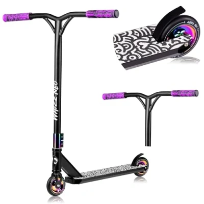 Afbeelding van Lionelo Whizz Freestyle Stuntstep 360 met Kogellagers ABEC 9, 110mm PU Wielen, Aluminium Deck HIC Compressiesysteem, Y Bar Stuur, Flex Fender MN Staal Rem, Robuuste Step scooter Lichtgewicht en sterk