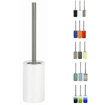 Afbeelding van Spirella Luxe Toiletborstel in houder Sienna ivoor wit glans porselein 42 x 10 cm met binnenbak Toiletborstels
