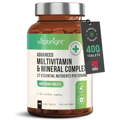 Afbeelding van Multivitamine Tabletten Hoge Dosis 400, 13 maanden Vitaminen, Mineralen &amp; Supplementen A Z Vitaminen en mineralen, Voedingssupplementen Vrouwen/Mannen, VitaBright Vegan Complex