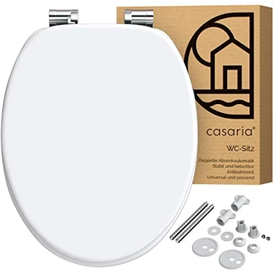Afbeelding van Casaria Wc bril met Deksel Sluitingsmechanisme Toiletzitting MDF Wit