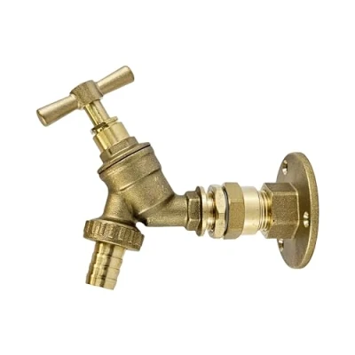 Afbeelding van Buiten 1/2 Tuinkraan met Door De Muur Flens Beugel Set voor 15mm Koper Of Plastic Pijp (Messing Bib Tap)