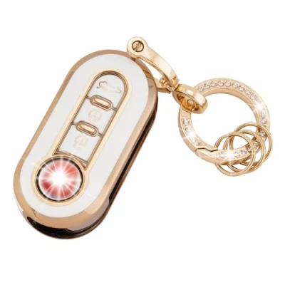 Afbeelding van Koaudb TPU Autosleutel Cover Cases Sleutelhanger Compatibel met Fiat 3 Knop 500 500L Brava Bravo Doblo Ducato Fiorino Punto Panda Palio Qubo Scudo Sedici Stilo Lancia Flip Folding Key Fob (R Fia W)