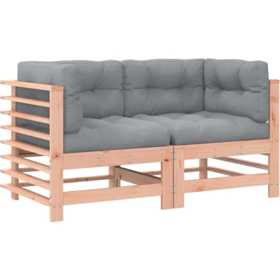 Afbeelding van Houten Loungeset Met Kussens Massief (Grenenhout of Douglas hout) 1 / Natuurlijk douglashout 2x hoek