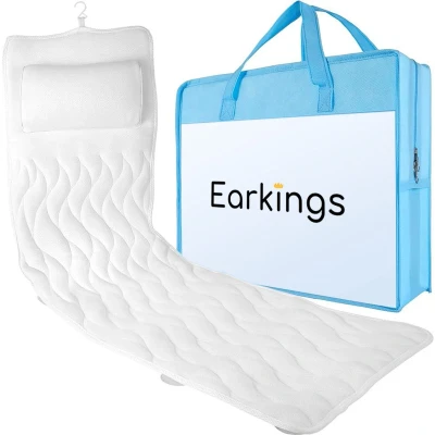 Afbeelding van Earkings Badkussen Deluxe 126x44x8 cm Bad Kussen met Zuignappen en Ophanghaak Lange Badkussens voor in