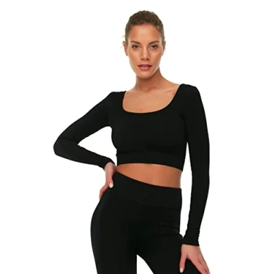 Afbeelding van Trendyol Donker Marineblauw Naadloos Cropped Extra Rekbaar Gebreide Sporttop/Blouse Twoaw22Bz0450
