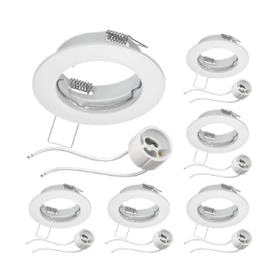 Afbeelding van ledscom.de 6 stuks plafond inbouwframe FERE wit mat (LED/Halogeen/GU10/MR16/PAR16/50mm) incl. GU10 fitting