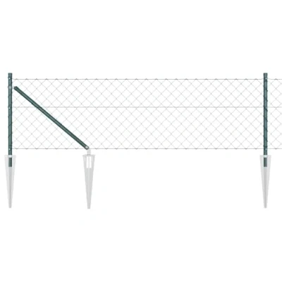 Afbeelding van vidaXL Kettinglinkomheining Set van 2 Groen Metaal 0.8 x 25 m Duurzaam