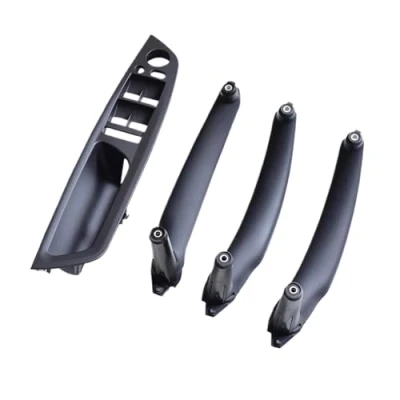 Afbeelding van Armsteun Panel Pull Auto Interieur Handvat Voor BMW E70 E71 X5 X6 Beige Zwart Bestuurdersstoel LHD RHD Binnendeur Binnenpaneel Trim Cover(LHD Black 4Pcs)