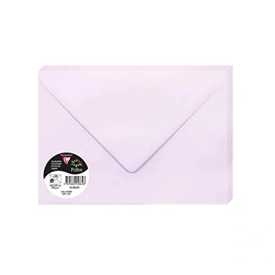 Afbeelding van Clairefontaine 5862C Set van 20 enveloppen pollen, formaat C5, 162 x 229 mm, 120 g, ideaal voor uitnodigingen en correspondentie, lila, 1 verpakking