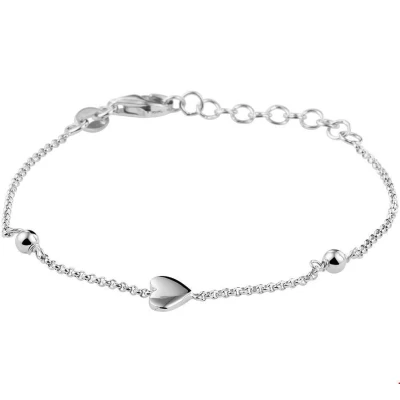 Afbeelding van Zilver Gerhodineerde Armband hart 1 1329641 16 cm