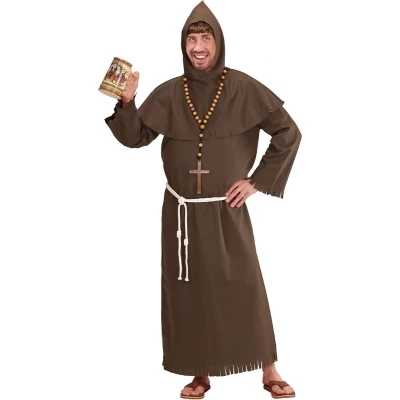 Afbeelding van Widmann Monnik &amp; Pater Priester Kostuum Luxe Trapist Man Bruin Medium Carnavalskleding Verkleedkleding