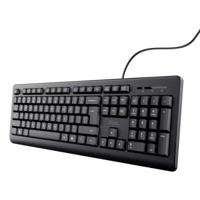 Afbeelding van Trust bedraad toetsenbord Stille toetsen Qwerty Zwart