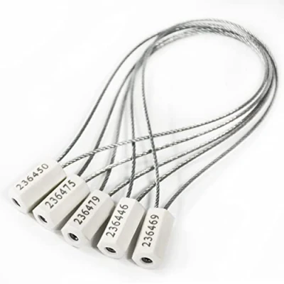 Afbeelding van 100 stuks genummerde veiligheidskabelafdichtingen Sabotage Duidelijke Staaldraad Seal Tags Pull Tite Metalen Draad Afdichtingen Zelfborgende Verzendlabels (Wit)
