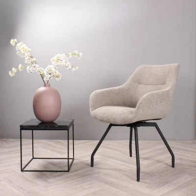 Afbeelding van DS4U Rosario eetkamerstoel met zwarte poot beige Stof