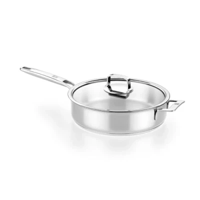 Afbeelding van BRA Signature Guisera con tapa 28 cm, Sin Antiadherente, Acero Inoxidable 18/10, Full Induction, Compatible todas fuentes de calor, Incluida Inducción, Mango y Asas