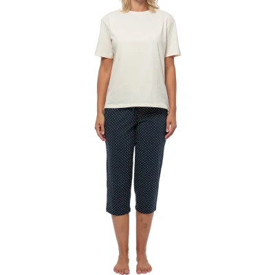 Afbeelding van Schiesser SET Pyjama, Dames, Maat: 38, Blau/gepunktet/creme