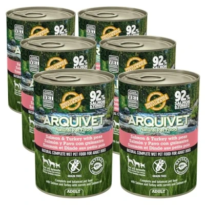Afbeelding van Arquivet blikjes zalm en kalkoen met erwten zalmolie, 400 g (6 stuks)