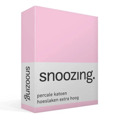 Afbeelding van Snoozing Hoeslaken Extra hoog Tweepersoons 120x220 cm Percale katoen Roze