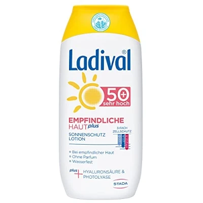 Afbeelding van Ladival Gevoelige huid plus zonnebrandlotion SPF 50+ parfumvrije zonnelotion zonder kleur en conserveringsmiddelen waterbestendig, 200 ml